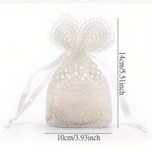 Set de 5 bolsas con cordón con bordados de encaje y patrones florales, ideales para regalos de boda, celebración de cumpleaños, almacenamiento de joyas o manualidades - multicolor - Ver 11