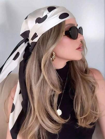 1pc Minimalist Printed Satin Scarf, New Spring Fashion Accessory, Suitable For Women, Can Be Used As A Belt, Bag Decoration, Ribbon, Headband Or Handkerchief,Beach,Holiday