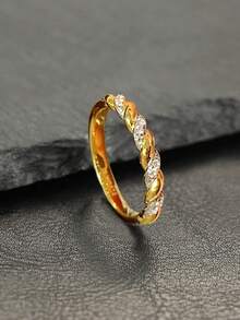 1枚S925纯银优雅扭绳设计戒指，百搭休闲指节/中指戒指，简约奢华感，适合聚会和优雅佩戴 - 麻花 - 查看 5