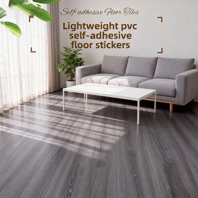 45厘米*15厘米PVC自粘木纹地板砖，厚度1.4毫米，耐磨，可撕贴，适用于卧室和家居装饰，20片装。