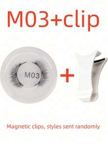 1 Pair Reusable Magnetic Eyelashes, No Glue Needed, 3D Natural Magnetic Lashes - Black and White - View 9