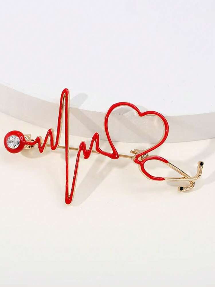 1 chiếc ghim cài áo hình ống nghe ECG, ghim cài áo an toàn dành cho nữ, thích hợp sử dụng hàng ngày, đi nghỉ mát, du lịch. - Đỏ - Xem 7