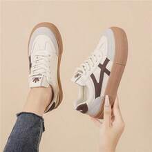 Giày thể thao vải canvas trắng thường ngày mới cho nữ, giày trắng đa năng cho học sinh, giày thể thao đế mềm thoải mái - Màu Khaki - Xem 12