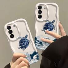 1 pieza de funda protectora para teléfono con borde en forma de ola y carcasa azul creativa compatible con Apple 7/8/X/XR/XSMAX/11/12/13/14/15/16/17 Pro Max, A14/A15/A16/A17/A04/A05/A06/A07/A54/A55/A56/A57/A34/A35A/36/A37/S26/S26Plus/S26Ultra, Transsion SMART7/8/9/10, teléfonos móviles, bolsas, accesorios para móviles, fundas para teléfonos, decoración de interiores, accesorios, fundas transparentes para teléfonos, verano, correas para teléfonos, fundas para teléfonos de hombre, fundas negras para teléfonos, fundas rosas para teléfonos, funda para móvil para hombre, funda para móvil para mujer, protección para teléfonos móviles, accesorios de playa, regal - Estilo (1 pieza) - Ver 4