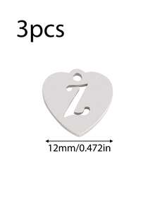 3个/套 心形吊坠 不锈钢英文字母吊坠 A-Z 字母饰品，适用于手工手链、耳环等珠宝制作 - 吊墜 - 查看 52