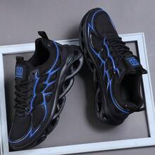 男士低帮运动鞋、休闲跑鞋、慢跑鞋、男士健步鞋、时尚渐变红色鞋履、网球鞋、街头服饰 - 黑色 - 查看 1