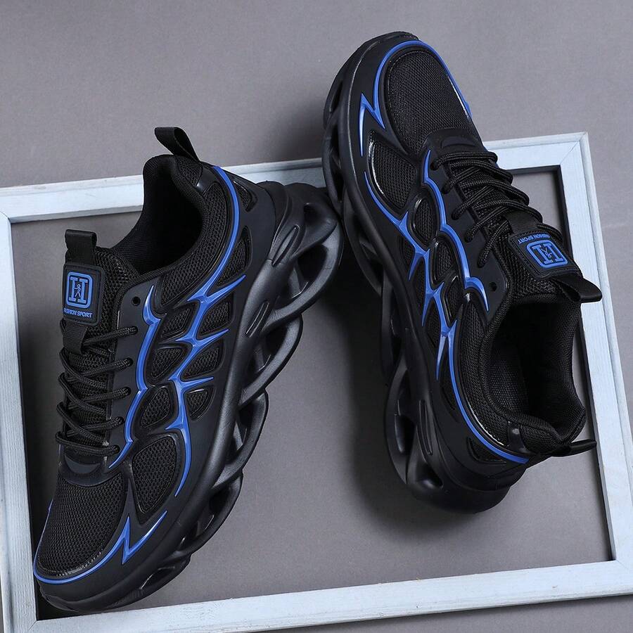 男士低帮运动鞋、休闲跑鞋、慢跑鞋、男士健步鞋、时尚渐变红色鞋履、网球鞋、街头服饰 - 黑色 - 查看 1