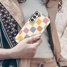 Colorful Plaid Phone Case, Fashionable Checkered Mosaic Design, Suitable For IPhone 17, 16, 15, 14, 13, 12, 11 Pro Max - Multicolor - View 2