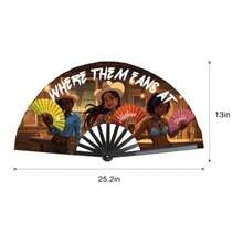 2Pack Where Them Fans At Clack Fan Line Dance Popping Fans Hand Fan Foldable Large Festival Hand Folding Fans 26In - Marrón2 - Ver 3