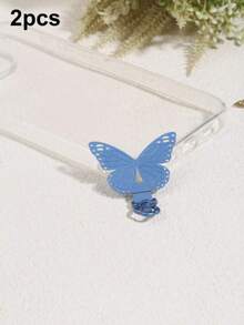 360°旋转超薄0.2mm手机垫，复古蝴蝶图案，304不锈钢手机夹，手机挂绳配件，单扣垫，超薄防丢背贴，坚固连接垫，单耳耳机夹，通用腕带金属垫贴片夹 - 彩色 - 查看 16