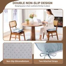 BETU Juego de 2 cojines para sillas de comedor almohadillas para sillas de cocina de 3.5" de espesor con lazos respaldo antideslizante y fundas cojín para asiento de comedor bar sillas de patio - Azul ahumado - Ver 4