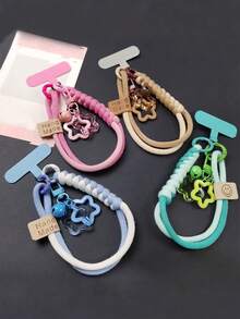 二合一可调节斜挎手机挂绳，结实耐用，简约时尚男女通用相机串珠挂绳，撞色设计，长款和短款可选，带胸垫 - 彩色 - 查看 4