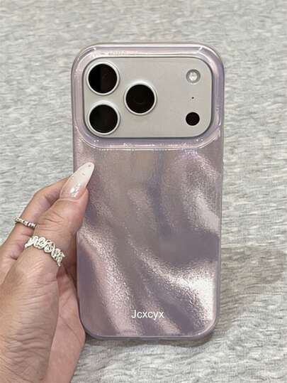 غطاء هاتف ناعم وأنيق بتصميم مائي لامع ولمعان غير منتظم متوافق مع هواتف آيفون 17 برو ماكس، 17 برو، 16 برو ماكس، 15 برو ماكس، 14 برو ماكس، 13 برو ماكس، 16، 15، 14 بلس، 13، 12 برو، 11 بلون بنفسجي جذاب هدية فتاة Y2K