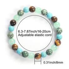 虎眼石与蓝玉髓手链，波西米亚风优雅珠宝，女士珠宝，完美礼物 - 多色 - 查看 4