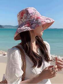 Reversible Floral Bucket Hat For Women, Large Brim Sun Protection Summer - Multicolor - View 4