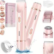 [Bộ quà tặng phiên bản giới hạn] 1 Máy tỉa lông điện hai đầu dành cho nữ, pin lithium sạc lại được, chống nước IPX7, sạc USB, đa chức năng dùng để tỉa lông vùng bikini và cạo lông mặt, tay và chân, quà tặng lý tưởng cho Ngày của Mẹ. - Nhiều màu - Xem 10