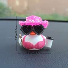 Đồ trang trí xe hơi hình vịt cao su đính đá lấp lánh | Vịt dễ thương mặc bikini, đội mũ, đeo kính thời trang và cầm cốc cà phê | Đồ trang trí xe hơi cao cấp. - Vịt trang trí - Xem 8