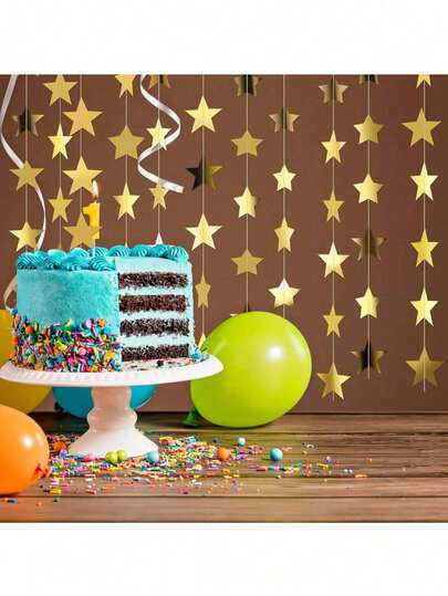 Dây cờ ngôi sao lấp lánh, vòng hoa giấy vàng và bạc sáng bóng trang trí treo tường, phông nền cờ ngôi sao bạc sáng bóng, phông nền cờ ngôi sao lấp lánh treo tường, thích hợp làm đạo cụ chụp ảnh, trang trí nhà cửa, trang trí tường, Halloween, Giáng sinh, Ngày của Mẹ, Lễ Phục sinh, đám cưới mùa hè, đồ dùng tiệc sinh nhật