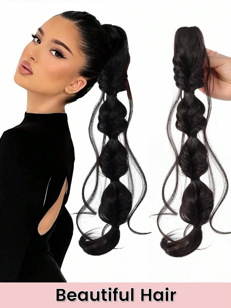 18 Inch Synthetic Braided Bubble Wig, Natural Fluffy Twist Braid Ponytail Hair Extensions For Girls
