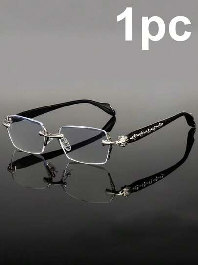 1pc/2pcs Men's Metal Frameless Edged Fashion Non-Prescription Glasses, Suitable For Daily Wear