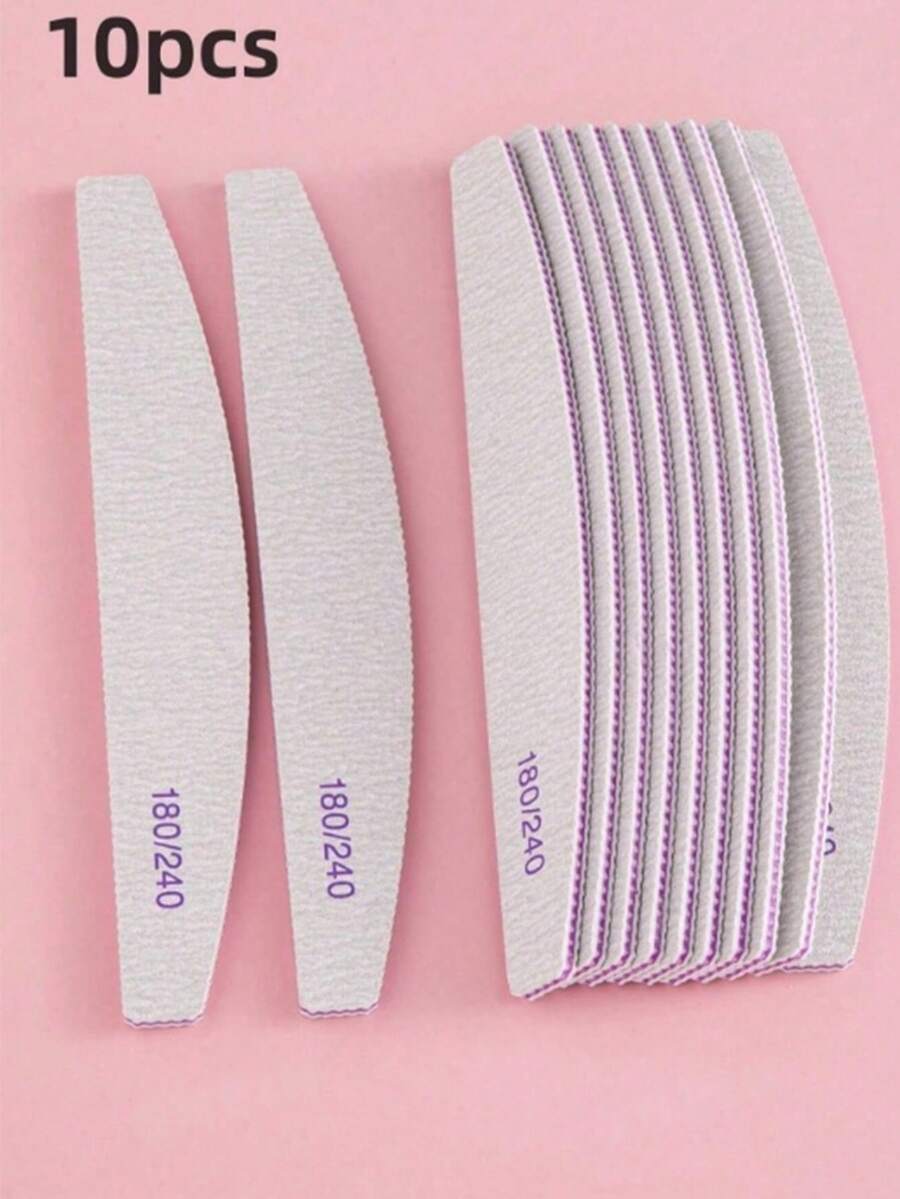 10-Pack Professional Half-Moon Nail File, 180/240 Grit, Nail Supplies, Nail Tools, Nail Art Tools, Nails, Nail Tools (For Patch Nails) - Grey - View 1