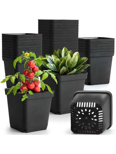 10/20/50 piezas Macetas de plástico cuadradas profundas para vivero, bandejas de semilleros, contenedores para plantar flores, suministros de jardinería