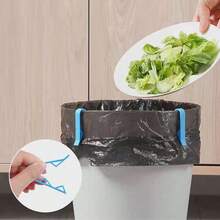 10pcs Garbage Bag Clips Trash Can Liner Fasteners Creative Snack Sealing Clips Non-Slip Kitchen Cleaning Accessories Durable Plastic Waste Management Tools Food Storage Organizers Reusable Trash Bag Holders Home Organization Solutions Kitchen Gadgets - Blue - View 4