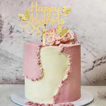 1 cái/3 cái Phụ kiện trang trí bánh hình bướm lấp lánh màu vàng và hồng, thích hợp cho Ngày của Mẹ và tiệc sinh nhật của mẹ. - nhiều màu - Xem 2