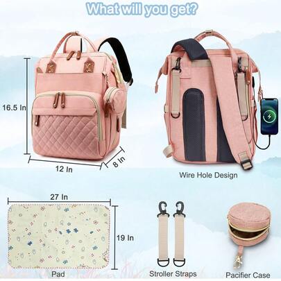 Oaoleer 1PC Baby Diaper Bag Backpack Large Capacity For Boys Girls Travel Diaper Bag With Changing Pad Newborn Essentials Must Haves Baby Registry Search Baby Shower Gift For Mom