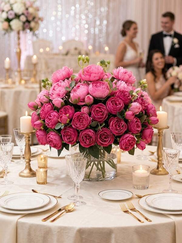 1pc/3pcs Artificial Rose Bouquet, Peony Style Fake Flowers, Home Wedding Decor, Party Table Decor, Mother's Day, Artificial Plants, Autumn Decor, Room Decor, Tabletop Decor, Garden Decor, Room Decor Supplies, Valentine's Day, Birthday Gift, Graduation Gift