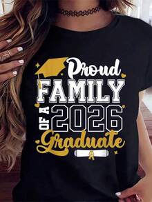 Proud Family Of A 2026 Graduate Graduation Shirt For Parents And Relatives Celebrating College High School Or University Graduation 2026 Graduation Party Gift For Family Members,220g - 黑色 - 查看 2