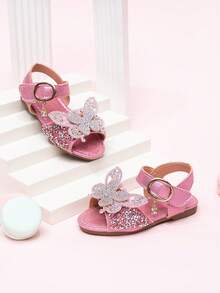 2026 New Girls Sandals, Children Princess Shoes With Rhinestone Bow, Little Girl Student Beach Shoes, Summer - Hot Pink - View 2