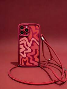 时尚酒红色纹理防指纹红色砂纸防摔挂绳手机壳，适用于苹果17/苹果17 Pro/苹果17 Pro Max/苹果Air/16/15/14/13和S26/S26 Ultra/S26 Plus/S25 Ultra/S24 Ultra/S23 Ultra/A07/A17 [国际版，非本地版] 手机壳 - 紅色 - 查看 1