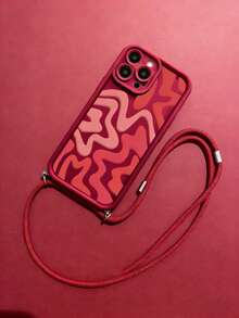 时尚酒红色纹理防指纹红色砂纸防摔挂绳手机壳，适用于苹果17/苹果17 Pro/苹果17 Pro Max/苹果Air/16/15/14/13和S26/S26 Ultra/S26 Plus/S25 Ultra/S24 Ultra/S23 Ultra/A07/A17 [国际版，非本地版] 手机壳 - 紅色 - 查看 3