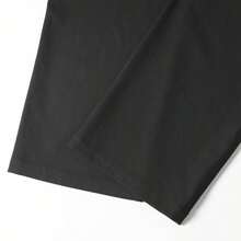 GRDR Solid Color Slanted Cut Straight Leg Casual Pants, Button & Zipper Closure, Draping Effect Slimming Straight Leg Sweatpants For Daily Commute - Black - View 8