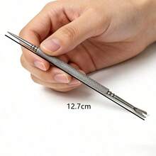 1pc Dual-Head Stainless Steel Nail Clipper & Cuticle Remover Tool With Non-Slip Handle - Multicolor - View 3