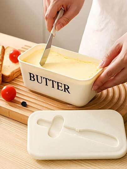 Stainless Steel Butter Dish With Butter Knife, Cheese Box With Lid, Easy-Clean Cheese Slicer Container, Refrigerator Food Box, Condiment Storage Box, Butter Keeper, Suitable For Butter, Sauce, Home Kitchen, Outdoor Picnic Camping, Indoor Kitchen Decor, Wedding Supplies