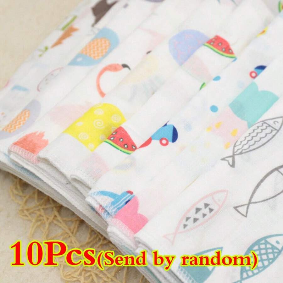 10 Gauze Square Towels, 100% Pure Cotton, Soft And Comfortable, Suitable For Bathing. - 10pcs - View 1