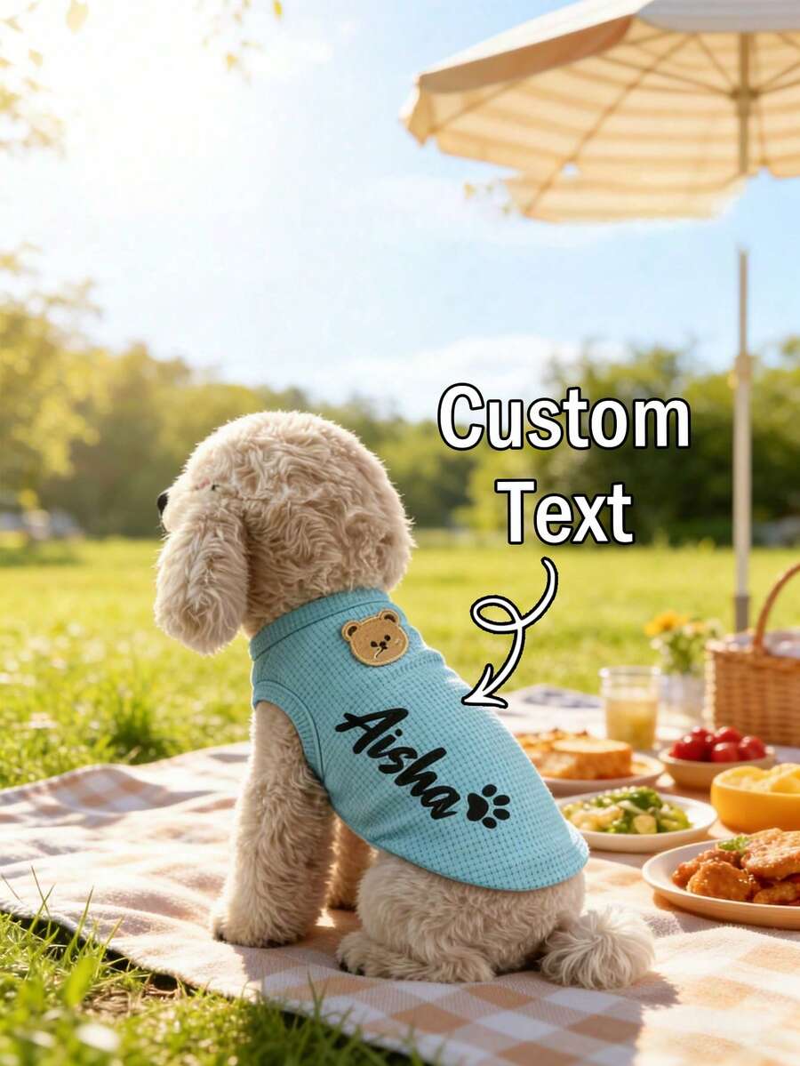 1pc Personalized Mesh Pet Vest, Custom Pet Clothing, Comfortable Breathable Cute Design, Suitable For Spring, Suitable For Small Dogs, Cats Chest Harness With Paw Print Pattern And Leash Ring, Lightweight Customizable Pet Apparel, Pet Supplies - Multicolor - View 1