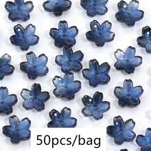 50 piezas Sakura 10mm Cuentas de vidrio 3D, pétalos de cerezo, cuentas sueltas redondas con agujero central para manualidades de joyería DIY, accesorios para el cabello, encantos de teléfono, pulseras, collares, suministros de artesanía de joyería - Cuentas de flor de cerezo - Ver 17
