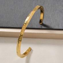 1 st minimalistiskt lyxigt 18K guldpläterat Möbius Loop-armband med graverad öppen armring, unisex vardagskläder, parsmycken - Guld - Visa 6