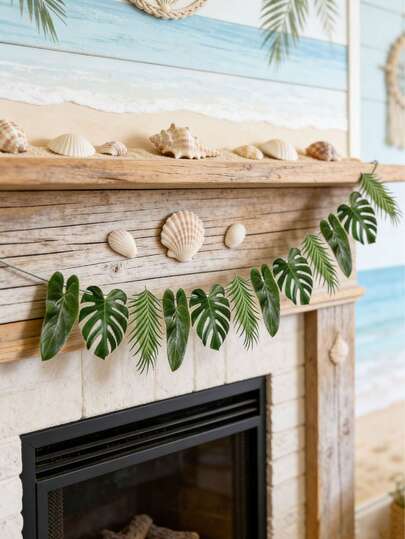 12pcs Tropical Palm Leaf Wreath Party Decorations, Artificial Monstera Leaves, Fake Tropical Palm Leaves, Jungle Leaves Plants, Safari Hanging Decor Suitable For Hawaiian BBQ Party, Jungle Safari Theme Birthday Wedding Party, Table & Wall Decor