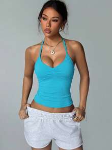 Áo tank top yoga nữ, áo thể thao không tay, mềm mại, thoáng khí, thích hợp cho tập luyện thể dục, tập gym, chạy bộ. - Màu xanh lam - Xem 9
