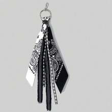 1pc Hip Hop Hiphop Cashew Flower Bandana Waist Chain Pants Hanging Decoration, Unisex Street Fashion Accessory - Black and White - View 15