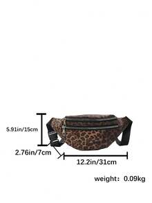 1pc Leopard Print Waist Bag, PU Material, Unisex, Adjustable Leopard Print Crossbody Fanny Pack, Multi-Zipper Design, Suitable For Fitness, Travel, Daily Use, Portable Phone, Small Interior, Cycling, Outdoor Sports - Multicolor - View 12