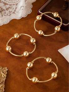3pcs Vintage Faux Pearl Bracelet Set, European And American Style, Suitable For Women's Beach, Dating, Fashion Shooting, Holiday Decoration, Charming Jewelry Gift - Charming Bracelet - View 5