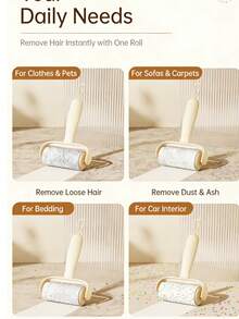 可重复使用的粘毛滚筒替换纸，宠物毛发去除器粘毛滚筒，用于清洁猫狗毛发和灰尘 - 一個手柄 - 查看 2