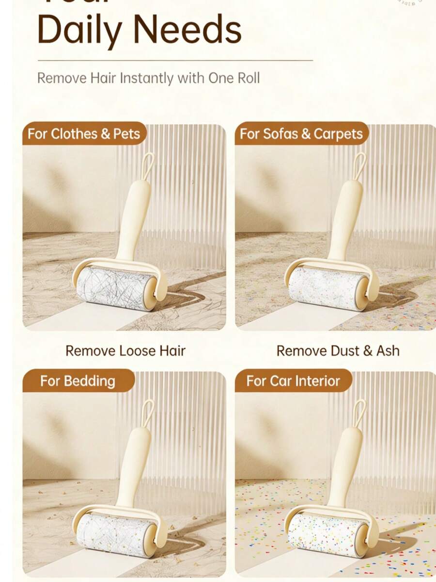 可重复使用的粘毛滚筒替换纸，宠物毛发去除器粘毛滚筒，用于清洁猫狗毛发和灰尘