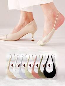 1/3/5双装女士隐形船袜，半掌绑带夏季隐形袜，薄款隐形高跟袜 - 彩色 - 查看 6