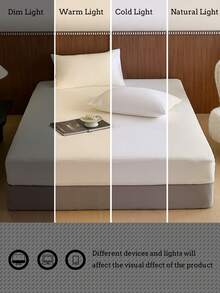1 件套柔软磨毛床笠套装（1 个床笠 + 2 个枕套），适用于卧室和客房，四季皆宜，可机洗，颜色：苔藓绿/蓝色/深咖啡色 - 白色 - 查看 11